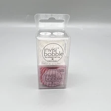 Invisibobble ORIGINAL The Traceless Hair Ring, 6 Total Rings Clear/Pink Duo NEW