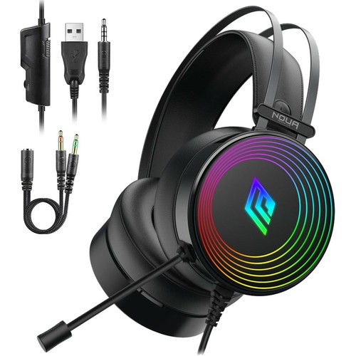NOUA CRUX CUFFIE GAMING RAINBOW CON MICROFONO PER PC PS4 XBOX REGOLATORE  VOLUME | eBay