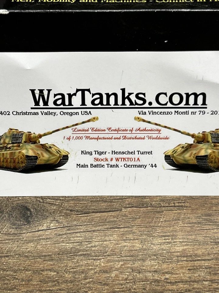 RARE! WarTanks 1:48 Scale Modern Series King Tiger-Henschel Turret Germany 1944 - Image 2 of 4