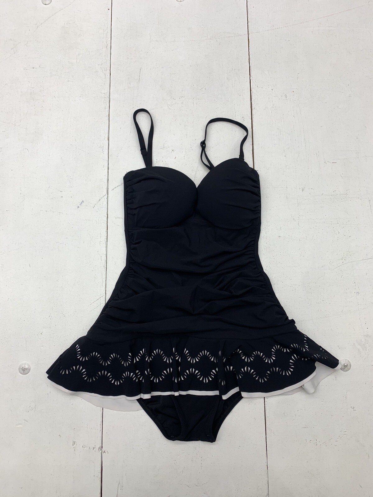 Profile Womens Black One Piece Swimsuit Skirt Size 6 eBay