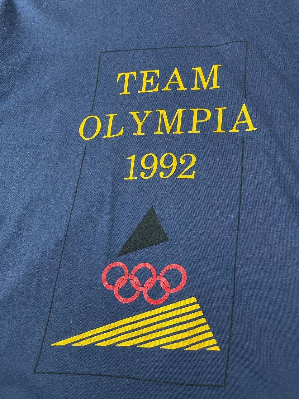 ADIDAS Team Olympia 1992 Olympic Games Vintage T-Shirt Mens M Blue rare image 4