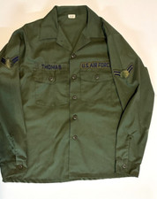 Vintage Us Air Force OG-507 Button Up Green Long Sleeve Shirt Men's Large