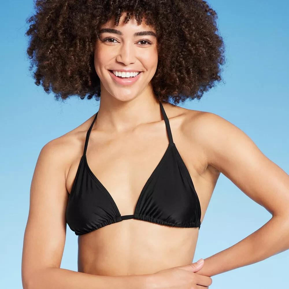 Wild Fable Women's Triangle Bikini Top Black Size Small