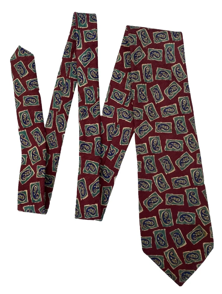 Corbata clásica Richard's granate cachemir bloque seda hecha a mano Foto 2 de 4