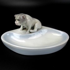 Gebrüder Heubach Porzellan Schale / Aschenbecher mit Figur Bulldogge SELTEN