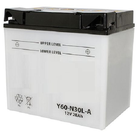 Batterie moto Y60-N30L-B 12V 28Ah dimensions 186x130x171 mm