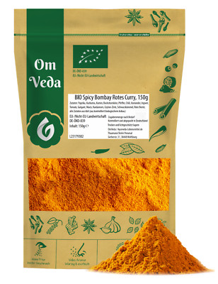 OmVeda BIO Curry Spicy Bombay 150g | Scharfe Currymischung Vegan & Aromatisch