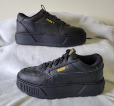 Puma Womens Black Karmen Rebelle Leather Platform Sneakers 387212-15 Size US 7.5