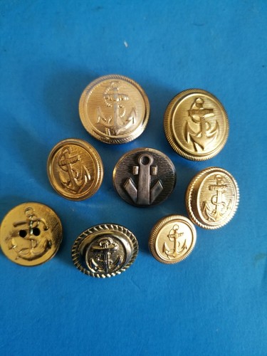 THE LOT OF 8 VINTAGE BUTTONS.ANCHOR NAVY BUTTONS.DIFFERENT TONES & SIZES.*B2* - Picture 7 of 8