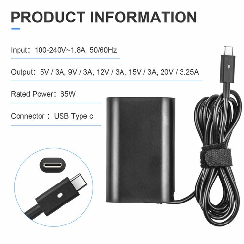 45W 65W 90W 130W USB C Type-C Laptop Adapter Power Charger For Dell XPS Lenovo - Picture 8 of 33