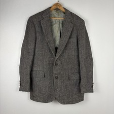VTG 50's Harris Tweed Blazer Jacket Handwoven Scottish Wool Herringbone Size 44