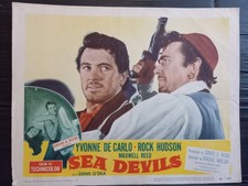 Lobby Card 1953 SEA DEVILS Rock Hudson pirate smugglers fight CU