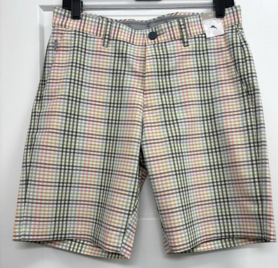 TOMMY BAHAMA CHIP SHOT ISLANDZONE CORAL KEY PLAID PERFORMANCE FABRIC NWT SZ 29