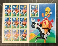US Stamps - 3205 - Imperforate 10th Loony Tunes Pane Of 10 - MNH - SCV = $11.00