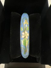 Vintage Cloisonne Chinese Enamel Bangle Bracelet Blue & Greens