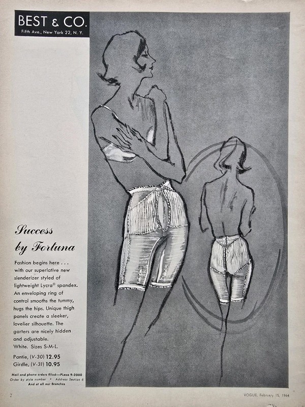 1964 Women's Fortuna Success Girdle Best & Co. vintage Fashion Art Ad 