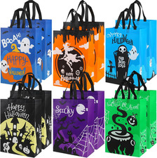 12 Packs Halloween Non-Woven Trick or Treat Bags, Large Reusable Gift Tote with