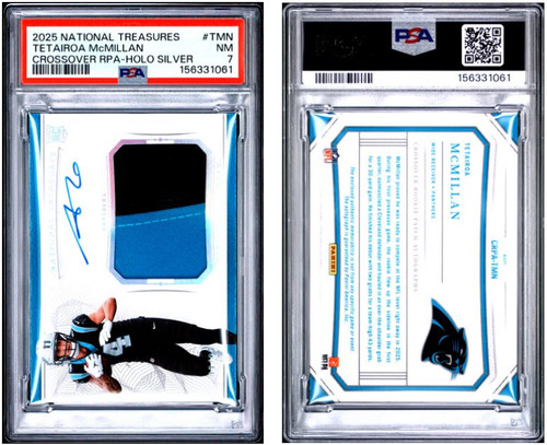 Tetairoa McMillan #4 2025 Panini National Treasures Crossover Rookie Patch Autograph card