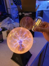 7.5 " Orange Plug In Plasma Ball Touch Sensitive With 1 Bulb Wireless Light Up 