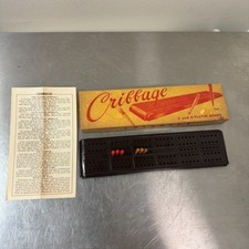 Cribbage Board 3 Player Board Dark Brown Plastic w/ Pins H. Baron Company