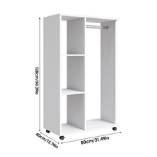 Heavy Duty Open Wardrobe Clothes Rail Bedroom Clothes Storage Rod Shelves White