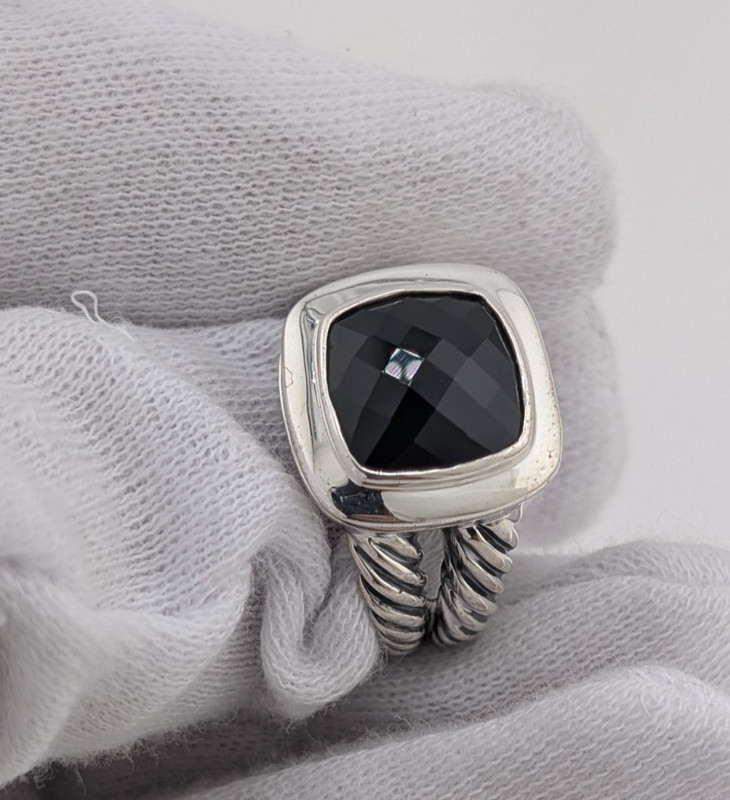 David Yurman Sterling Silver 11mm Albion Black Onyx Ring Size 8