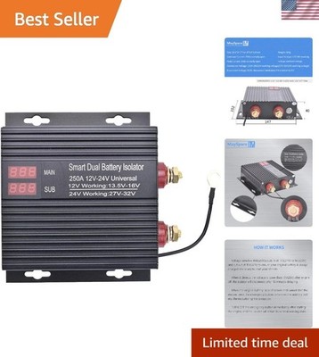 250A Dual Battery Isolator Smart Relay 12V/24V Universal for Car Truck ATV Boat