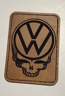 Grateful Dead Steal Your Face VW Iron on Leather Hat Patch 3.5 x2.5  Custom