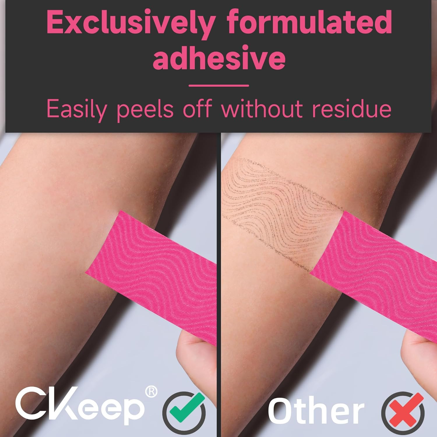 Premium Kinesiology Tape : (2 Rolls, Pink) - Athletic, K, Sports Tape,Waterproof