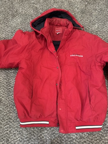 Vintage Reebok Atlanta Falcons Puffer Jacket Size XL NFL 2000’s Removable Hood - Picture 2 of 10