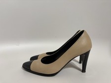 Vtg Chanel Bicolor Beige Leather Heels 36