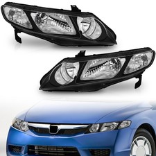 2pcs Headlights Assembly For 2006-2011 Honda Civic 4-door Sedan Replacement Lr 2pcs Headlights Assembly For 2006-2011 Honda Civic 4-door Sedan Replacement Lr