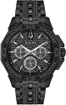 Bulova Crystal Octava Schwarz Herren Armbanduhr 98C134