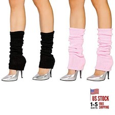 2 Pair Leg Warmers,Women Girls Boots Cuff Warmer Ribbed Stretch Knee Black pink