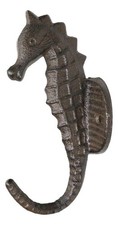Pack of 2 Rustic Cast Iron Coastal Marine Ocean Nautical Seahorse Wall Hooks