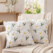 Spring Throw Pillow Covers 18x18 Set of 2, Summer 18" x 18" Pack of 2 Flower