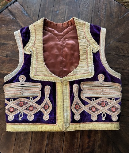 Vintage 1960s Vest. Purple Gold Ornate Design