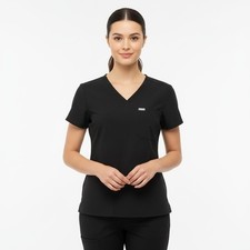 Figs Black One Pocket Scrub Top Size XS