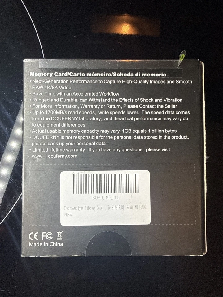 Tarjeta de memoria 128G DCUFFERNY tipo B, hasta 1700 MB/s de lectura 1480 MB/s, Write Raw 4K/8K... Foto 2 de 4