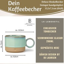 Exklusiver Steingut Kaffeebecher Herz 190 - 290ml Henkelbecher Kaffeetasse Tee