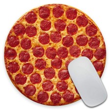I Love Pizza Circle Pepperoni Pizza Pattern Mouse Pad Desk Accessory Gift