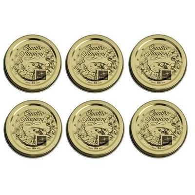 Bormioli Rocco 3-3/8'', 86mm Quattro Stagioni Lids, 6 Pieces