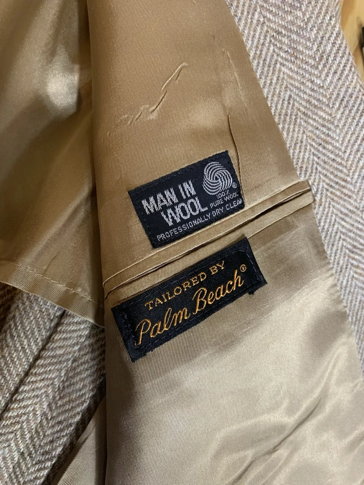 Blazer Abrigo Deportivo De Colección John Weitz Palm Beach Lana Espiga 2 Btn 42R Foto 3 de 4