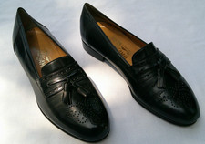 Salvatore Ferragamo Men's 9 D Black Leather Tassel Loafers Made In Italy