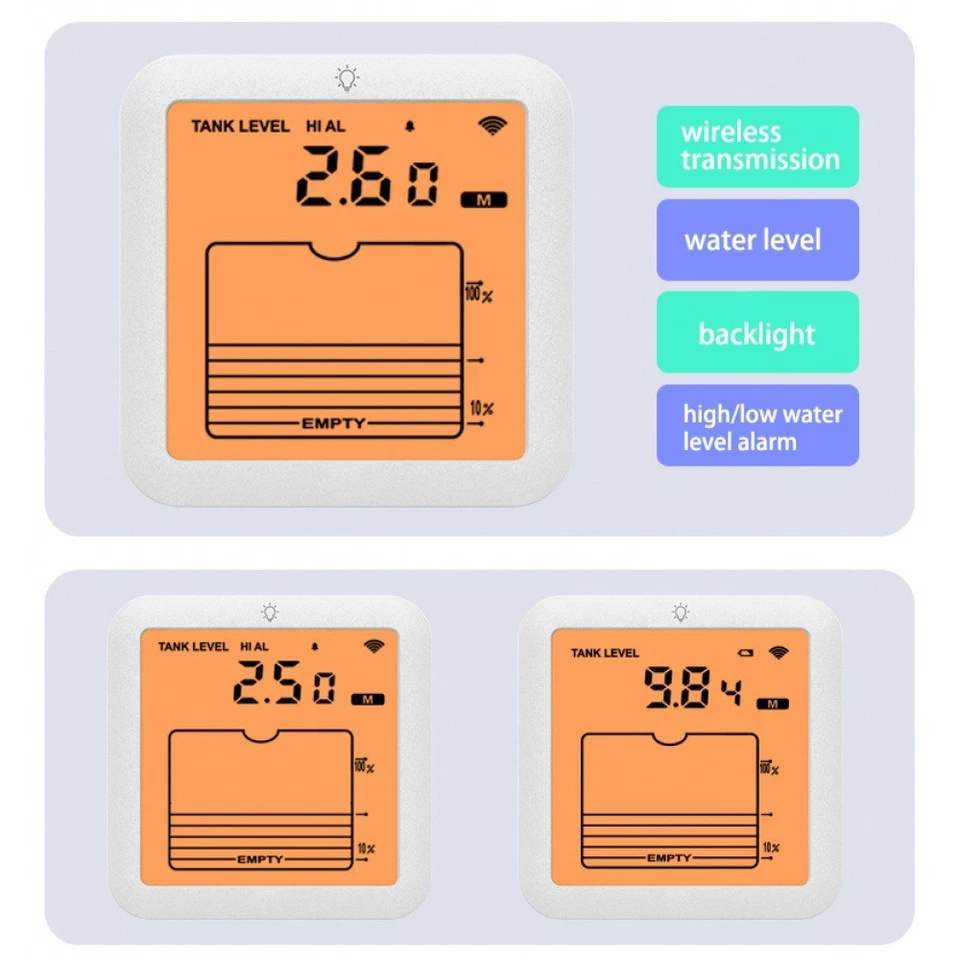 Ultrasonic Water Tank Liquid Meter Time Display Multifunctional Liquid Gauge - Image 3 of 4