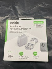 Belkin 40W Dual Port USB-C Wall Charger USB Type C Cable Included Charging