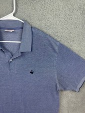 BROOKS BROTHERS Polo Shirt Mens Large Blue Cotton Performance Polo Shirt Golf