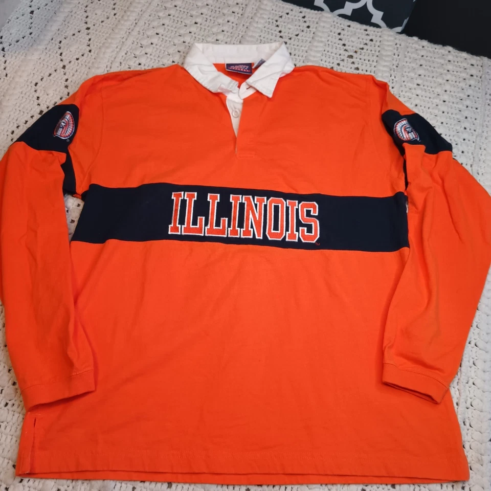 Varsity Classics одежда Иллинойс регби длинным рукавом рубашка мужская M оранжевый опрятный - Изображение 2 из 4