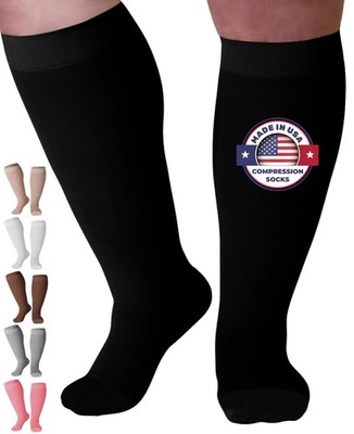 Mojo Compression Socks for Women and Men 20-30mmHg Wide Calf XX-Large, Black