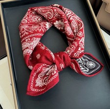 82 Cashmere 18 Silk 62X62cm Bandana Scarf Shape Red cashew Print Double sided